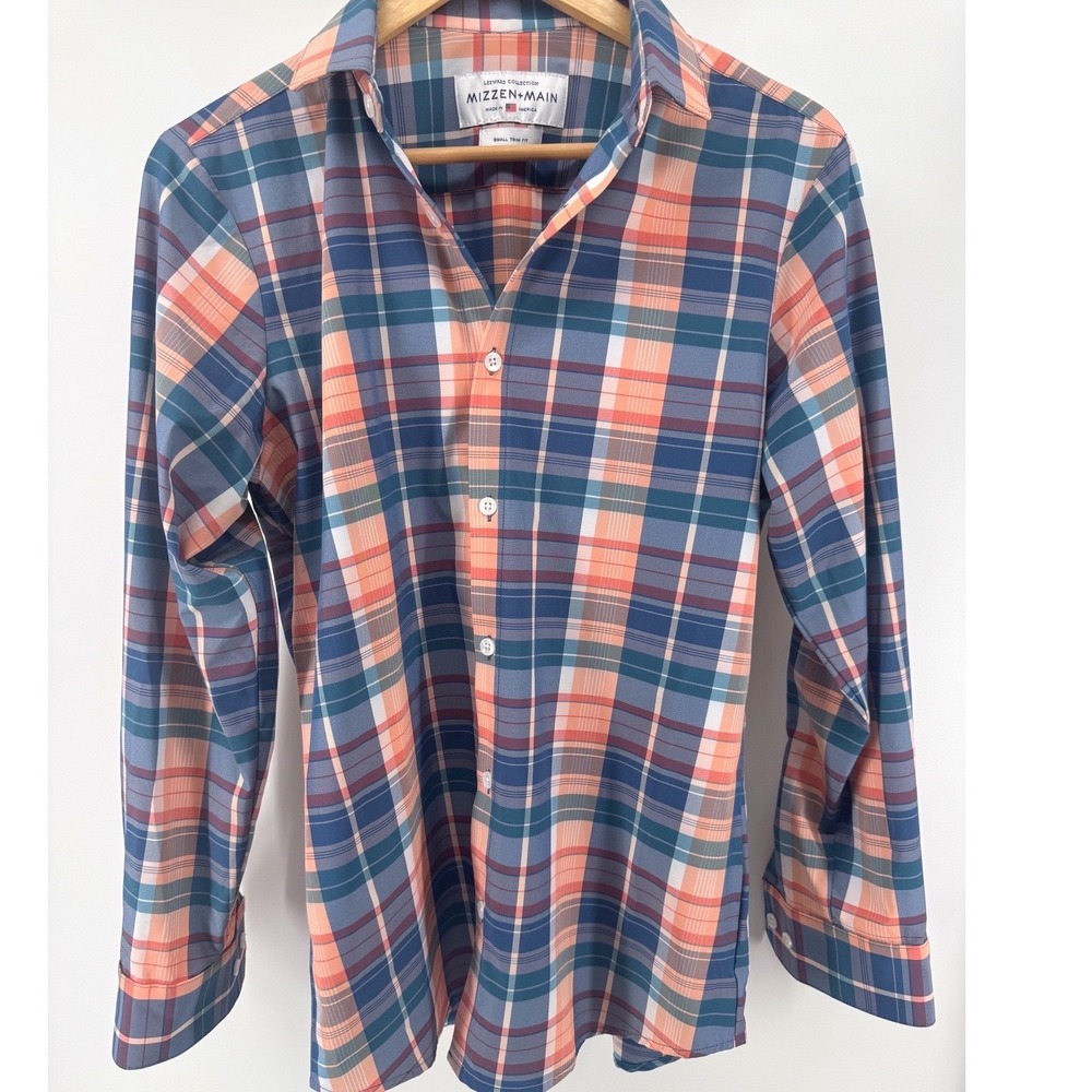 Mizzen + Main Leeward Performance Button Down Shirt Mens Small Trim Fit
